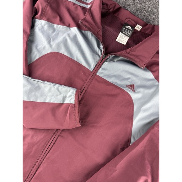 adidas Other - Adidas Windbreaker Jacket 2XL Burgundy Gray Full Zip Lightweight Track
